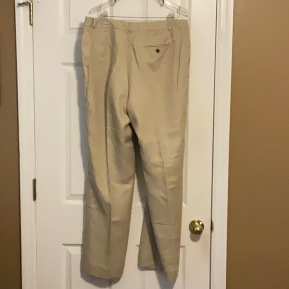 Lauren Ralph Lauren Women’s Tan Lined Linen 100% Linen Wide Leg Trousers Size 14 - Picture 2 of 14
